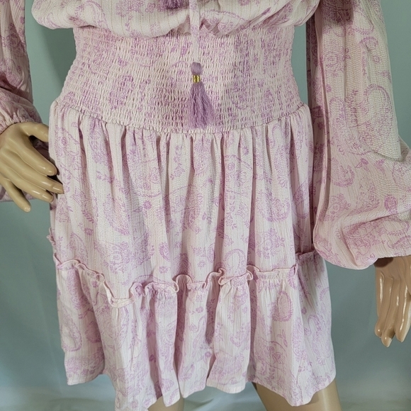 NEW House Of Harlow 1960 Lilac 100% Rayon Gauze Tiered Flowy Summer Dress Sz XS - Picture 5 of 12